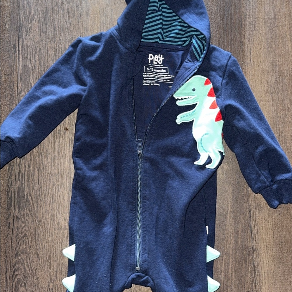 6-12M Navy Dinosaur Baby Romper LS